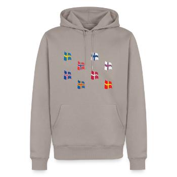 Flags Scandinavia - Men’s Premium Organic Hoodie - taupe - Front - Nico (187cm)