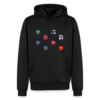 Drapeaux Scandinaves - Sweat à capuche Premium bio Homme - noir - Devant - Nico (187cm)