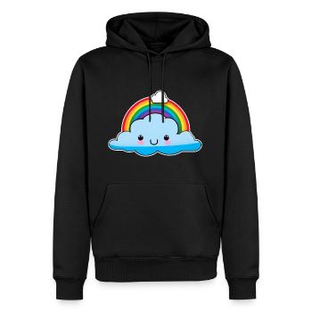 Niedliche Wolke mit Regenbogen - Männer Premium Bio Hoodie - Schwarz - Vorne - Nico (187cm)