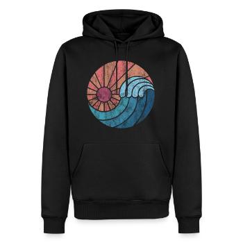Eau vague surfeur cadeau retro look vintage - Sweat à capuche Premium bio Homme - noir - Devant - Nico (187cm)