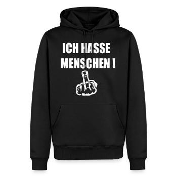 Je déteste les gens - Sweat à capuche Premium bio Homme - noir - Devant - Nico (187cm)