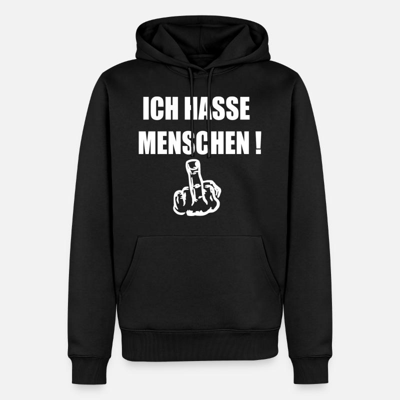 ICH HASSE MENSCHEN - Männer Premium Bio Hoodie - Schwarz