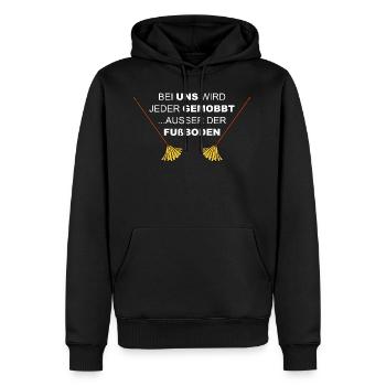 Mobbing, Fußboden wischen, Putzfrau, Wischmob - Männer Premium Bio Hoodie - Schwarz - Vorne - Nico (187cm)