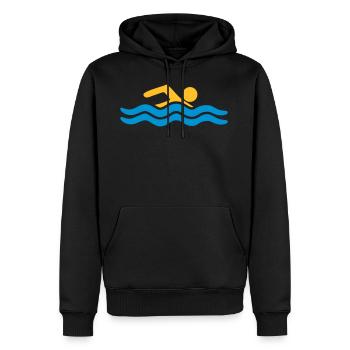 meer schwimmbad urlaub wellen wasser cool sport lo - Männer Premium Bio Hoodie - Schwarz - Vorne - Nico (187cm)