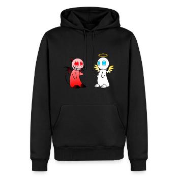 Engel und Teufel - Männer Premium Bio Hoodie - Schwarz - Vorne - Nico (187cm)