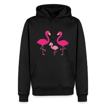 Flamingo Family / Flamingos Father Mother and Child - Men’s Premium Organic Hoodie - black - Front - Nico (187cm)