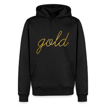 Idée de cadeau de polices d'écriture d'or - Sweat à capuche Premium bio Homme - noir - Devant - Nico (187cm)