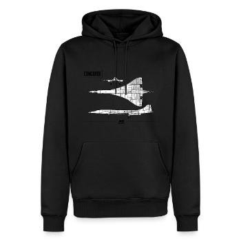 Jet Junkies Concorde Blueprint merch - Men’s Premium Organic Hoodie - black - Front - Nico (187cm)