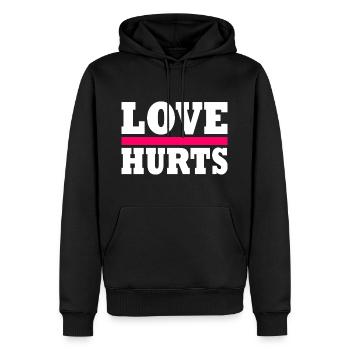Love hurts - Sweat à capuche Premium bio Homme - noir - Devant - Nico (187cm)