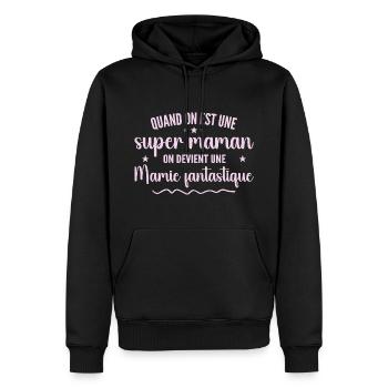 une super maman on devient une mamie fantastique - Sweat à capuche Premium bio Homme - noir - Devant - Nico (187cm)