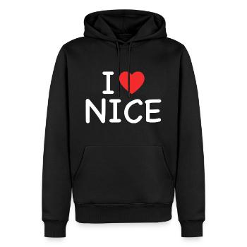 I Love Nice - J'aime Nice - Men’s Premium Organic Hoodie - black - Front - Nico (187cm)
