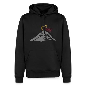 Volcano - vector line drawing, gift - Men’s Premium Organic Hoodie - black - Front - Nico (187cm)