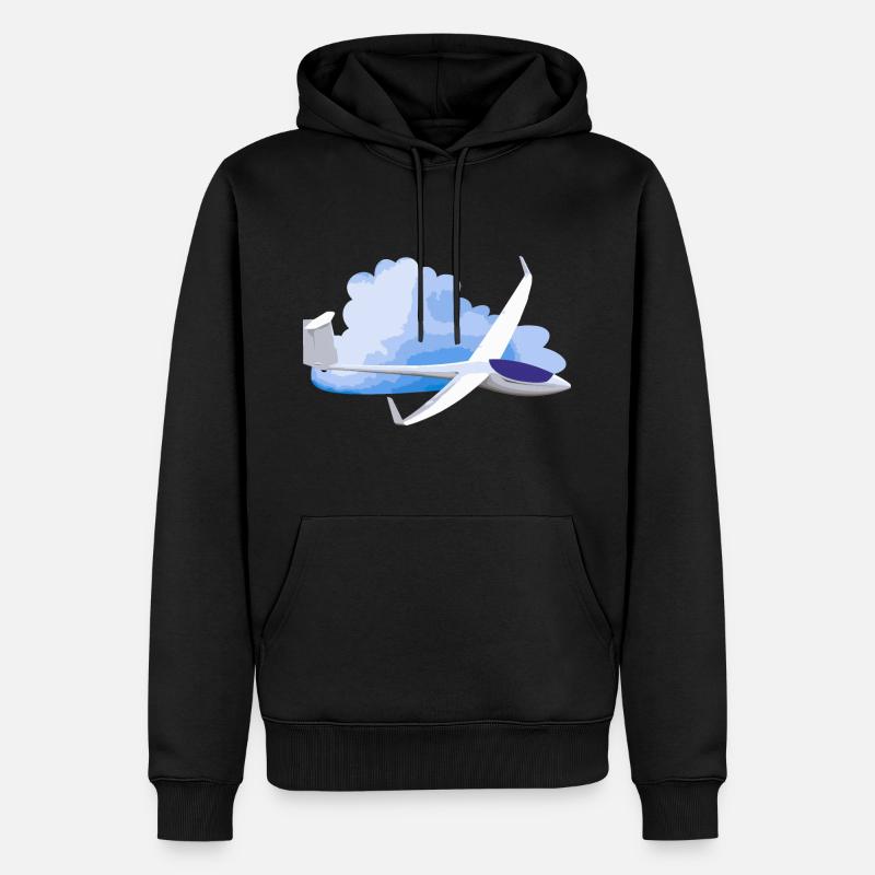Segelflugzeug mit Wolke Geschenkidee - Männer Premium Bio Hoodie - Schwarz