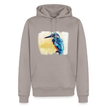 Eisvogel - Männer Premium Bio Hoodie - Taupe - Vorne - Nico (187cm)