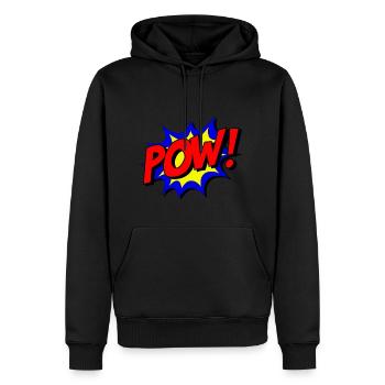 POW! - Men’s Premium Organic Hoodie - black - Front - Nico (187cm)