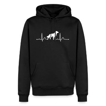 DEUTSCH LANGHAAR heartbeat Herzschlag - Männer Premium Bio Hoodie - Schwarz - Vorne - Nico (187cm)