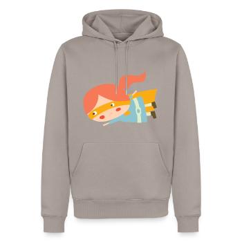Fliegende Superheldin - Männer Premium Bio Hoodie - Taupe - Vorne - Nico (187cm)