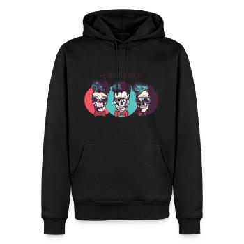 head of death hipster modern skull crane bezel - Men’s Premium Organic Hoodie - black - Front - Nico (187cm)