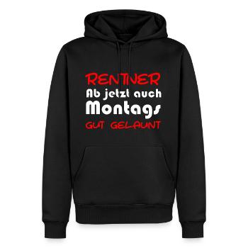 Rentner ab jetzt auch montags gut gelaunt - Männer Premium Bio Hoodie - Schwarz - Vorne - Nico (187cm)