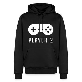 Gamer Player 2 - Sweat à capuche Premium bio Homme - noir - Devant - Nico (187cm)