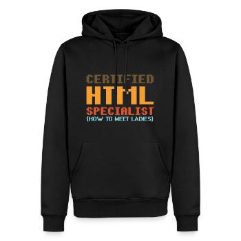 html dire la science informatique cadeau Parti Code Flirt - Sweat à capuche Premium bio Homme - noir - Devant - Nico (187cm)
