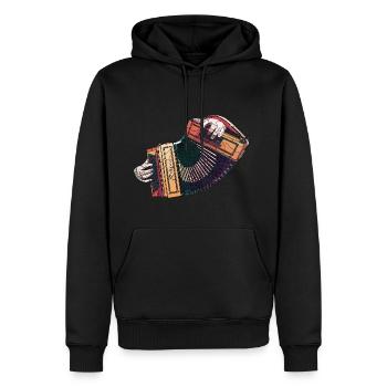 box3 - Männer Premium Bio Hoodie - Schwarz - Vorne - Nico (187cm)