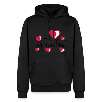 i love my worlds greatest meilleur mari husband t - Sweat à capuche Premium bio Homme - noir - Devant - Nico (187cm)