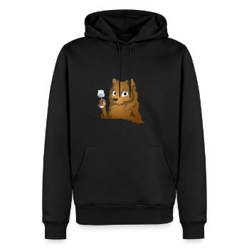Trinkender oder treibender Spitz - Männer Premium Bio Hoodie - Schwarz - Vorne - Nico (187cm)