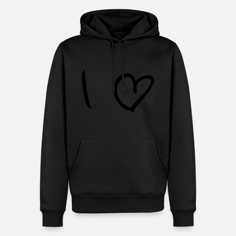 J'aime - Sweat à capuche Premium bio Homme - noir