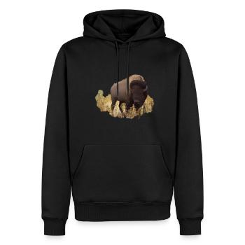 Bison Buffalo Buffalo Etats-Unis Amérique Indien Animal - Sweat à capuche Premium bio Homme - noir - Devant - Nico (187cm)