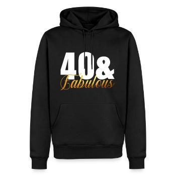 40 & fabelhaft - Männer Premium Bio Hoodie - Schwarz - Vorne - Nico (187cm)