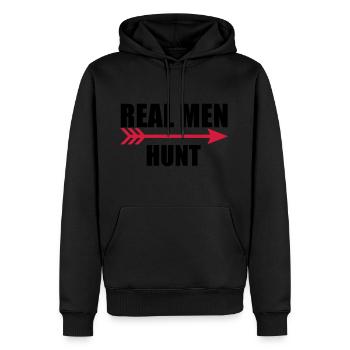 2 echte Männer jagen - Männer Premium Bio Hoodie - Schwarz - Vorne - Nico (187cm)