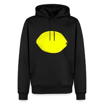 Knall Gelbe Zitrone, Obst, Geschenkidee - Männer Premium Bio Hoodie - Schwarz - Vorne - Nico (187cm)