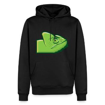 Cadeau vert vert caméléon lézard tête de lézard - Sweat à capuche Premium bio Homme - noir - Devant - Nico (187cm)