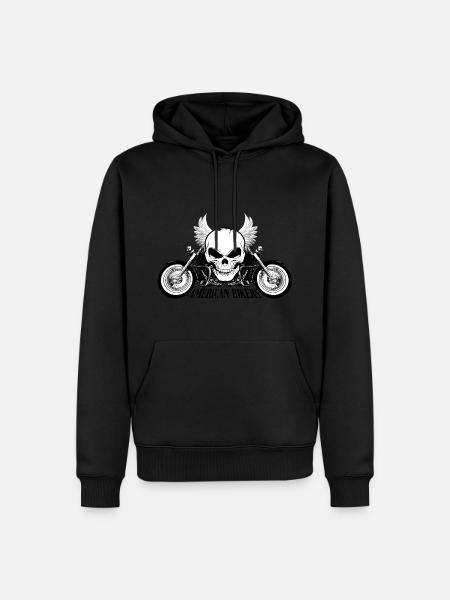 Amerikanischer Radfahrer-Motorrad-Zerhacker-Schädel-Radfahrer - Männer Premium Bio Hoodie - Schwarz