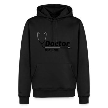 doctor ausbildung loading ladebalken Stethoskop ab - Männer Premium Bio Hoodie - Schwarz - Vorne - Nico (187cm)