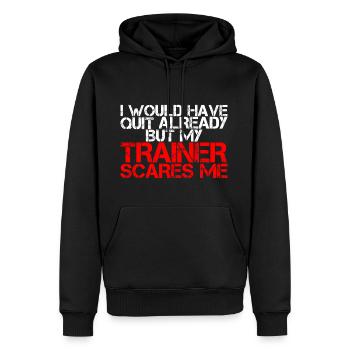 Entraînement, énonciations de forme physique, sports, énonciations drôles - Sweat à capuche Premium bio Homme - noir - Devant - Nico (187cm)