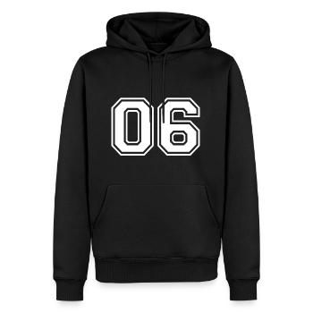 06 - FOOTBALL AMERICAIN - shirt design jersey - Sweat à capuche Premium bio Homme - noir - Devant - Nico (187cm)