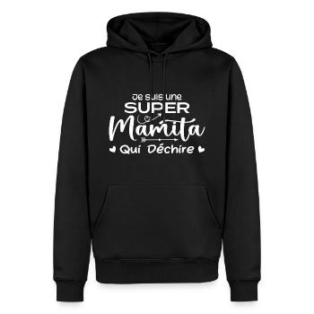 Ich bin eine Super-Mamita, die reißt - Männer Premium Bio Hoodie - Schwarz - Vorne - Nico (187cm)