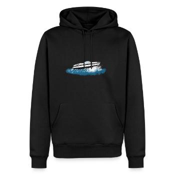 Motorboot - Männer Premium Bio Hoodie - Schwarz - Vorne - Nico (187cm)