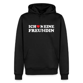 ich liebe meine freundin, Freundin Geschenke - Männer Premium Bio Hoodie - Schwarz - Vorne - Nico (187cm)