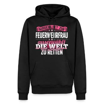FEUERWEHRFRAU - Die Auserwählte - Männer Premium Bio Hoodie - Schwarz - Vorne - Nico (187cm)