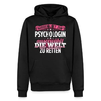 PSYCHOLOGIN - Die Auserwählte - Männer Premium Bio Hoodie - Schwarz - Vorne - Nico (187cm)
