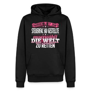 STEUERFACHANGESTELLTE - Die Auserwählte - Männer Premium Bio Hoodie - Schwarz - Vorne - Nico (187cm)