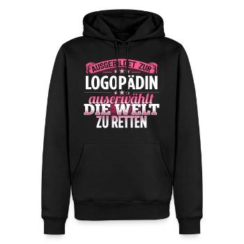 LOGOPÄDIN - Die Auserwählte - Männer Premium Bio Hoodie - Schwarz - Vorne - Nico (187cm)