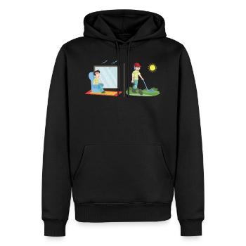Chasseur de trésors dans un beau détecteur de métaux - Sweat à capuche Premium bio Homme - noir - Devant - Nico (187cm)