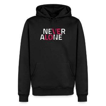 Never Alone with Love, jamais seul avec amour - Sweat à capuche Premium bio Homme - noir - Devant - Nico (187cm)