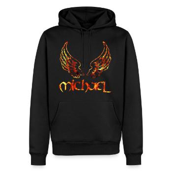 erzengel michael feu - Sweat à capuche Premium bio Homme - noir - Devant - Nico (187cm)