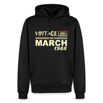 Mars 1988 - March 1988 - Sweat à capuche Premium bio Homme - noir - Devant - Nico (187cm)