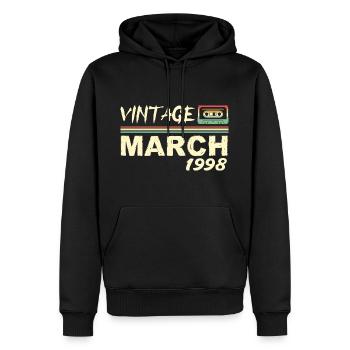 Mars 1998 - March 1998 - Sweat à capuche Premium bio Homme - noir - Devant - Nico (187cm)